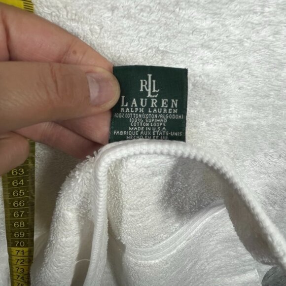 (2) Ralph Lauren Sanders Cotton 27x50 Solid 2 Piece Towel White Made in USA VTG - Picture 5 of 8